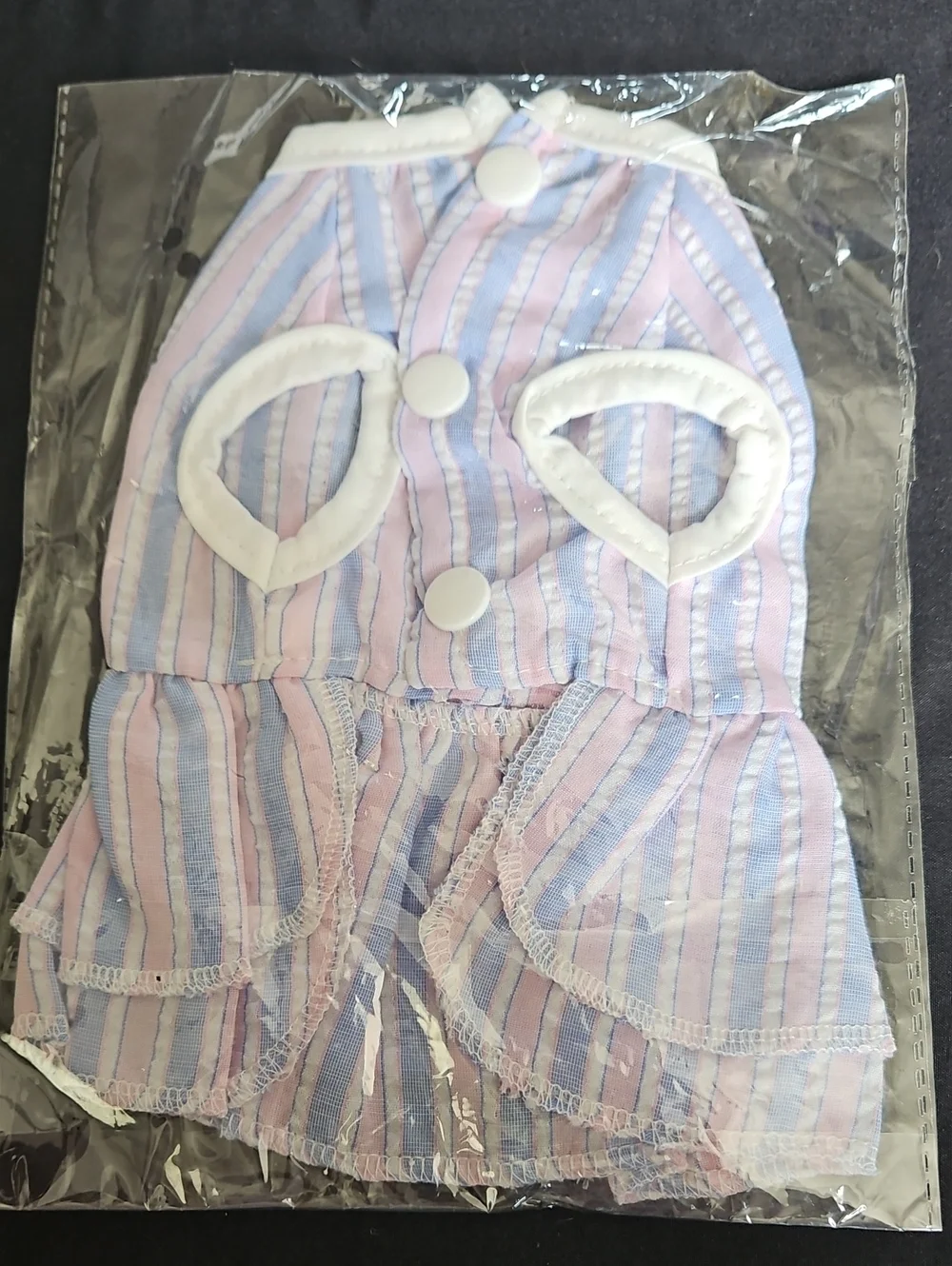 Dog Striped Pink & Blue Bow Dress - Unbranded